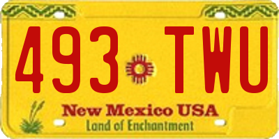 NM license plate 493TWU