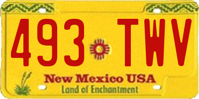 NM license plate 493TWV