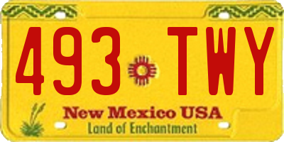 NM license plate 493TWY
