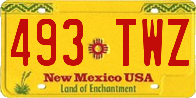 NM license plate 493TWZ