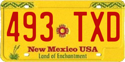 NM license plate 493TXD