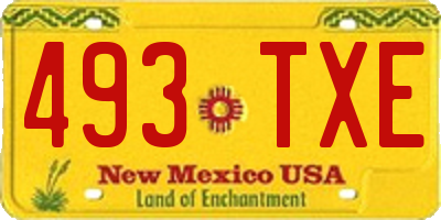NM license plate 493TXE