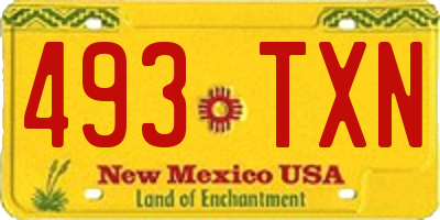 NM license plate 493TXN