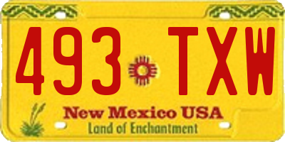 NM license plate 493TXW
