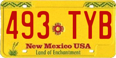 NM license plate 493TYB