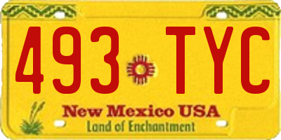 NM license plate 493TYC