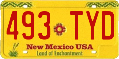 NM license plate 493TYD