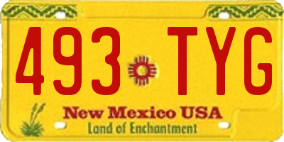 NM license plate 493TYG
