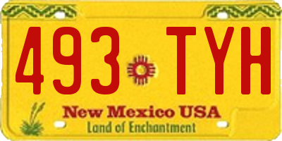 NM license plate 493TYH