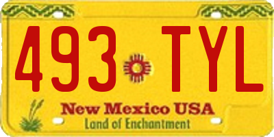 NM license plate 493TYL