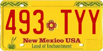 NM license plate 493TYY