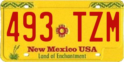 NM license plate 493TZM