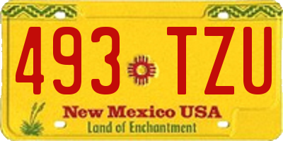 NM license plate 493TZU