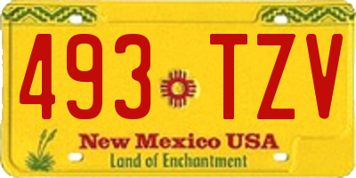 NM license plate 493TZV