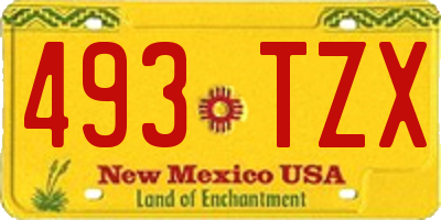 NM license plate 493TZX