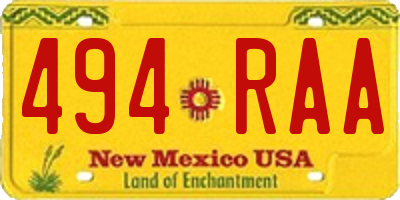 NM license plate 494RAA