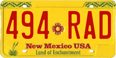 NM license plate 494RAD