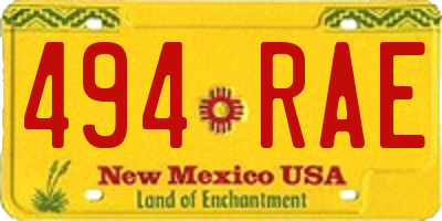 NM license plate 494RAE