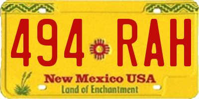 NM license plate 494RAH