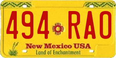 NM license plate 494RAO