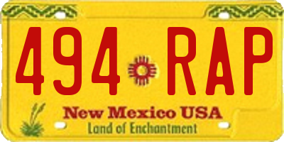 NM license plate 494RAP