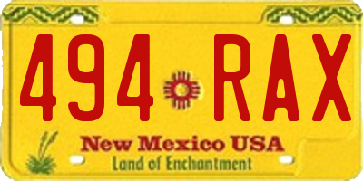 NM license plate 494RAX