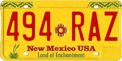 NM license plate 494RAZ