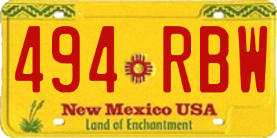 NM license plate 494RBW