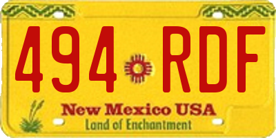 NM license plate 494RDF
