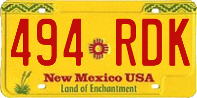 NM license plate 494RDK