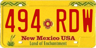 NM license plate 494RDW