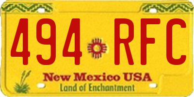 NM license plate 494RFC