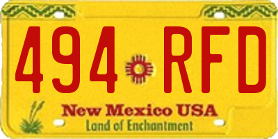 NM license plate 494RFD