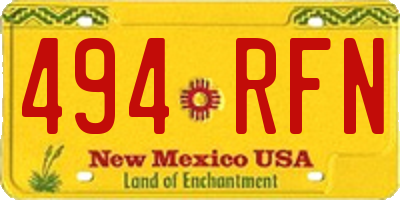 NM license plate 494RFN