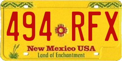 NM license plate 494RFX