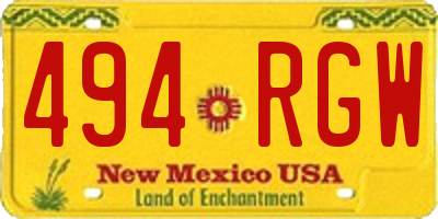 NM license plate 494RGW