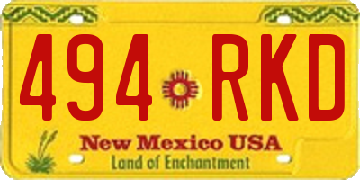 NM license plate 494RKD