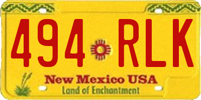 NM license plate 494RLK