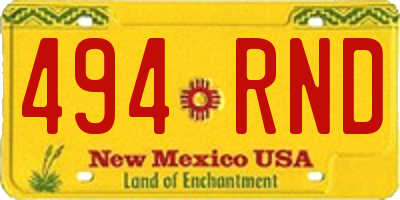 NM license plate 494RND