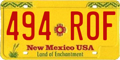 NM license plate 494ROF