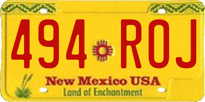 NM license plate 494ROJ