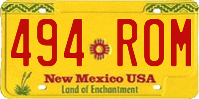 NM license plate 494ROM