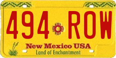 NM license plate 494ROW