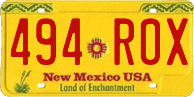 NM license plate 494ROX