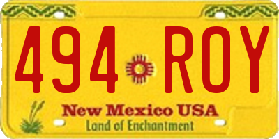 NM license plate 494ROY