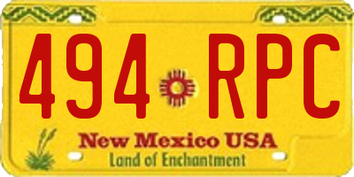 NM license plate 494RPC