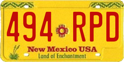 NM license plate 494RPD