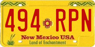 NM license plate 494RPN