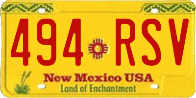 NM license plate 494RSV