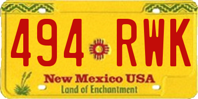 NM license plate 494RWK